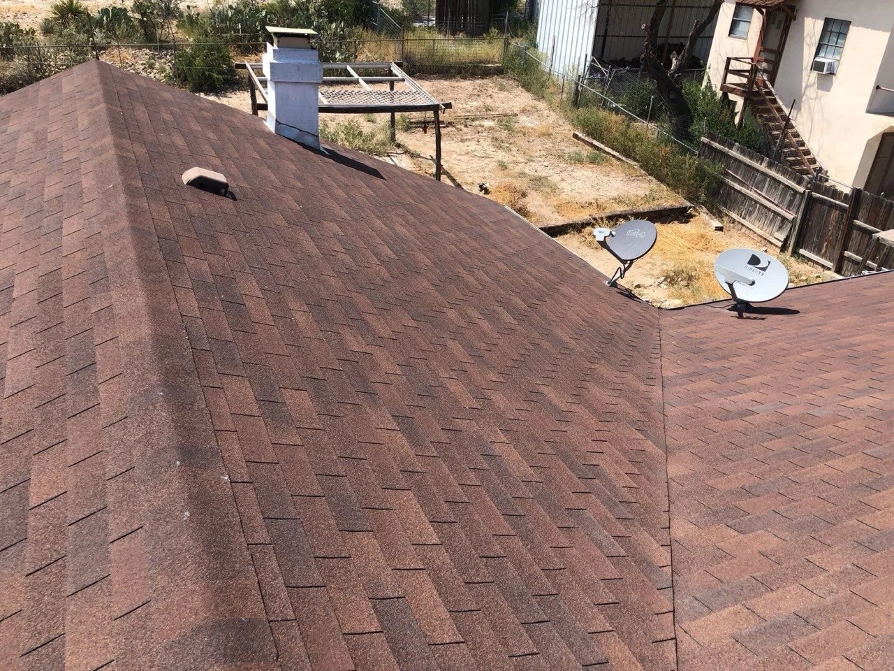 Completed asphalt shingles roof in Sanderson, TX by 5 Star Roofing